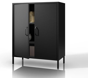 Czarna szafka z półkami na nóżkach metalowa VITO Modern 800 x 1015 x 400 mm