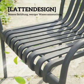 Outsunny Krzesła ogrodowe 4 szt. składane krzesła tarasowe z lamelowym siedziskiem i podłokietnikami, ergonomiczne, ciemnoszare | Aosom PL