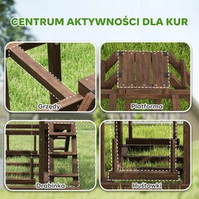 Stojak PawHut dla kur, siedzenia, rampy, huśtawki, dla 2-3 kur, Drewno, Brąz