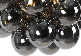 Inteligentna lampa wisząca czarna z przydymionym szkłem, 8-punktowa, okrągła, z 8 żarówkami Wifi G9 - Uvas