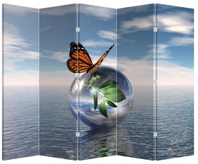 Parawan - Motyl na szklanej kuli (210x170 cm)