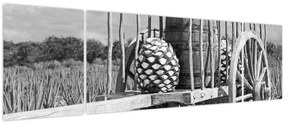 Obraz - Przyczepka, czarno - biały (170x50 cm)