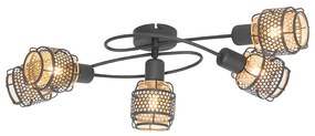 Designerska lampa sufitowa czarna ze złotem 5 świateł - NoudDesignerski Oswietlenie wewnetrzne