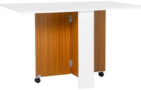 HOMCOM Stolik składany na kółkach, biurko mobilne z rozkładanym blatem, stolik pomocniczy, stół jadalny do kuchni, kolor biały