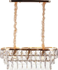 Nowoczesny żyrandol kryształowy do salonu, złoty – Owalny 80 cm – San Francisco