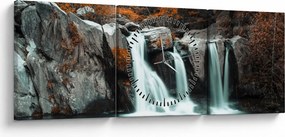 Obraz - Wodospady (z zegarem) (90x30 cm)
