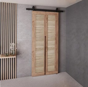 Drzwi Przesuwne QUDIO M1 Dąb Craft Złoty + Dąb Sonoma 70