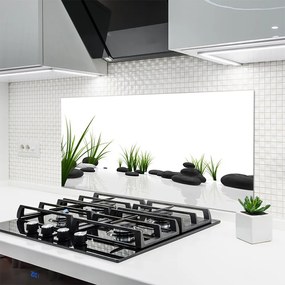 Panel Szklany do Kuchni Kamienie W Soczystej Trawie