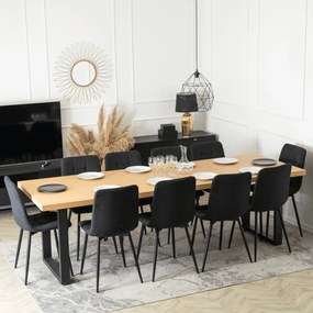 Stół Prostokątny Rozkładany EDWIN 160-260 cm Dąb Złoty/Czarny do Jadalni Nowoczesny Loft