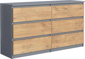 Komoda NUDO 120 cm do Salonu Sypialni 6 Szuflad Antracyt