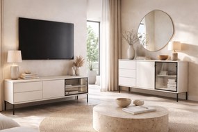 Komoda Harmona 160 cm z szufladami i oświetleniem - kaszmir