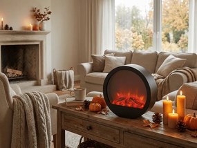 Dekoracja LED okrągły kominek COZY WARM 35x34,5 cm, czarny.