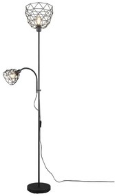 Czarna lampa stojąca z metalowym kloszem (wys. 180 cm) Haval – Trio