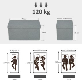 HOMCOM Puf do przechowywania, tapicerowana ławka z pojemnikiem i pokrywą do salonu, sypialni, korytarza, Ciemnoszary