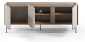 Kremowo-naturalna szafka pod TV w dekorze dębu 140x53x35 cm Lucile – Marckeric