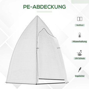 Outsunny Szklarnia Ochronna Przed Zimą, Miniszklarnia z Rolowanymi Drzwiami, Biała, 160 x 140 x 180 cm