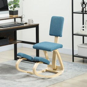 HOMCOM Ergonomiczne krzesło klęcznik, zdrowotne krzesło dla domu, biura, medytacji, ciemnoniebieskie | Aosom PL