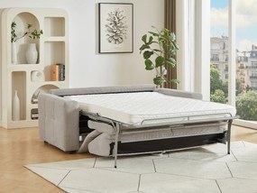 Kanapa 3-osobowa rozkładana z jasnoszarej tkaniny szenilowej ISISTIA