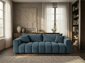 Stylowy Niebieski Kanapę Rozkładana z Weluru 240cm - COSMO LUXURY z Premiumową Pianką HR i Materiałem 3D