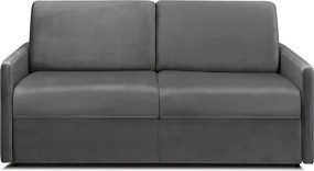 Kanapa 3-osobowa rozkładana z weluru CALIFE - Kolor antracytowy - Łóżko 140  cm - Materac 14 cm