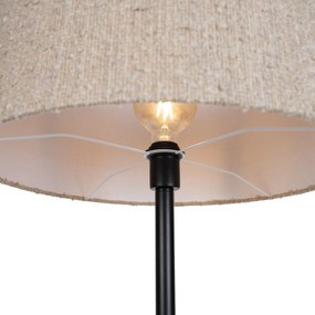 Nowoczesna lampa podłogowa czarna z beżowym abażurem bouclé 50cm - Simplo