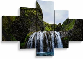 Obraz klifu z wodospadem (125x70 cm)
