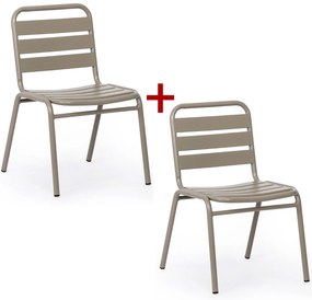 Metalowe krzesło bistro RIVA, 1+1 GRATIS, do użytku zewnętrznego, beżowy