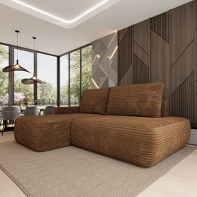 Masseno Narożnik AVINI z funkcją spania i pojemnikiem na pościel Narozniki L, Rozkładana sofa - Miedziany, TILIA 56