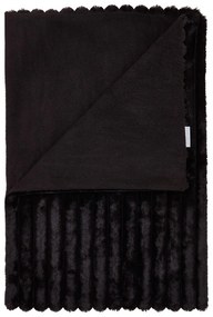 Czarny koc z mikropluszu 130x170 cm Cosy Ribbed – Catherine Lansfield