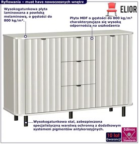 Biała ryflowana komoda z 3 szufladami R3-A85
