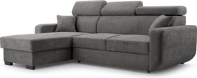 Masseno Narożnik CASTELLO z funkcją spania i pojemnikiem na pościel Narozniki L, Rozkładana sofa - Szary, VELO 635