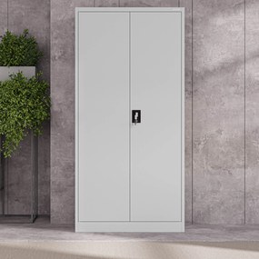 Biurowa szafa metalowa na akta JAN, 900 x 1850 x 400 mm szara