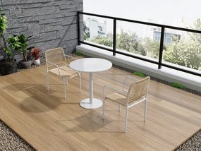 Zestaw 2 metalowych, sztaplowanych foteli ogrodowych z plecionej żywicy - Beżowy - NIOU marki MYLIA