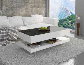 Stolik kawowy Tora 120x60 cm, kolor czarno-biały połysk