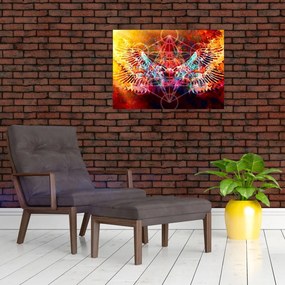 Obraz na szkle - Merkaba ze skrzydłami, abstrakcja (70x50 cm)