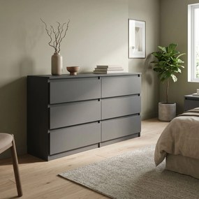 Komoda NUDO 138,5 cm do Salonu Sypialni 6 Szuflad Antracyt