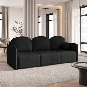 Masseno Sofa SUVI III z funkcją spania i pojemnikiem na pościel, Rozkładana sofa - Czarny, NEVE 100