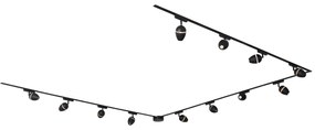 Nowoczesny system oświetlenia szynowego z 12 czarnymi reflektorami jednofazowymi - Magnetic Eggy