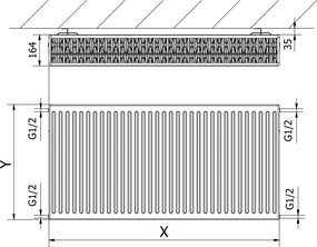 Mexen C33 grzejnik płytowy 300 x 1800 mm, podłączenie boczne, 2402 W, biały - W433-030-180-00