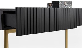 Toaletka Nicole 100 cm z szufladami - czarny mat / złote nóżki