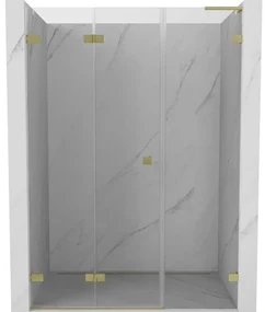 Mexen Lunar-F L drzwi prysznicowe składane lewe 125 cm, transparent, złote szczotkowane - 836SL-125-050-55-00-L