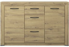 Komoda Dwudrzwiowa z Szufladami Drewniana do Salonu COVE 136 cm Dąb navarra Loft