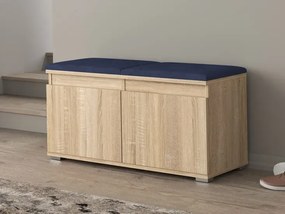Nowoczesna szafka na buty z siedziskiem dąb sonoma + granat - Risix 3X