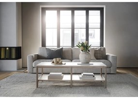 Biało-naturalny stolik z kamiennym blatem 140x60 cm Orwel – Rowico