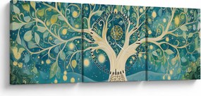 Obraz – Magiczne drzewo ze spiralami (z zegarem) (90x30 cm)