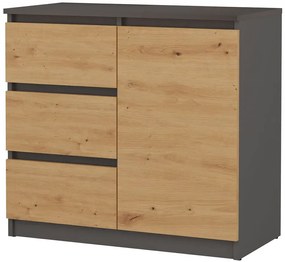 Komoda Z 3 Szufladami Dąb Artisan + Antracyt W5-D27
