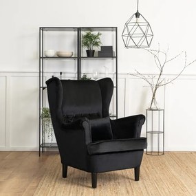 Fotel Uszak Wypoczynkowy KLARIS 2 Czarny Welurowy do Salonu Nowoczesny Loft