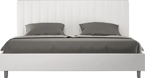 Łóżko bez stelaża tapicerowane 200x200 sztucznej skóry biały Agueda