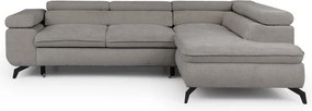 Jasnoszary narożnik z tkaniny szenilowej (prawostronny/w kształcie litery L) Marbeya – Ropez