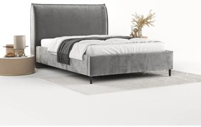 Szare tapicerowane łóżko dwuosobowe ze schowkiem i stelażem 180x200 cm Shell – Maison de Rêve